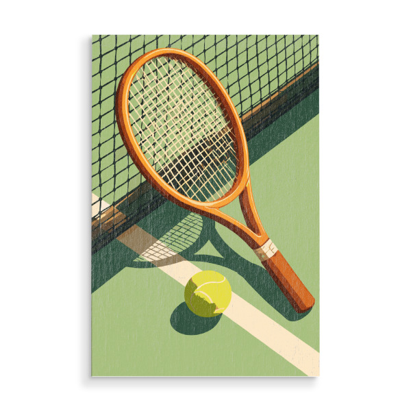 Holzbild "Retro Tennis Racket Illustration" artboxONE - Sport