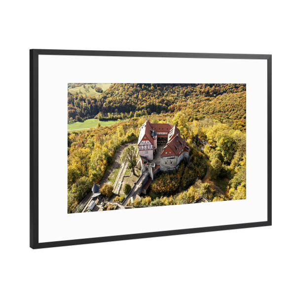 Poster mit Rahmen Schwarz (Metallic) "Die Burg Bodenstein" artboxONE - Architektur