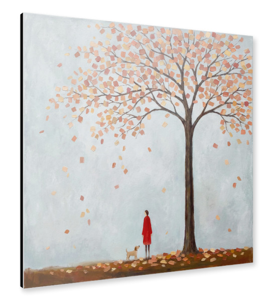 Alu-Dibond "Hundespaziergang im Herbst" 30x30 cm artboxONE