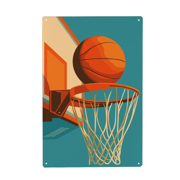 Holzbild "Retro Basketball Hoop Illustration" artboxONE - Sport
