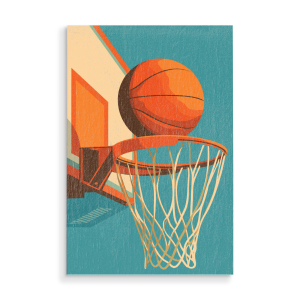 Holzbild "Retro Basketball Hoop Illustration" artboxONE - Sport