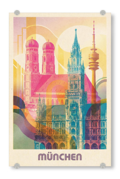 Acrylglasbild "München Vintage Art Deco" artboxONE - Städte / München,Architektur