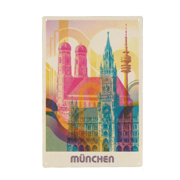 Holzbild "München Vintage Art Deco" artboxONE - Städte / München,Architektur