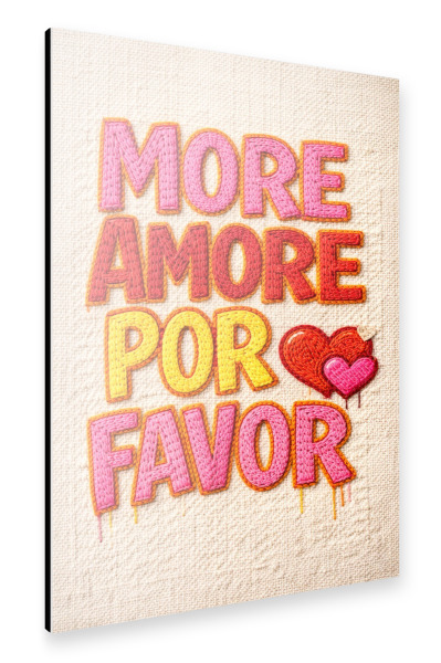 Alu-Dibond "More amore por favor | Stickerei" 30x20 cm artboxONE