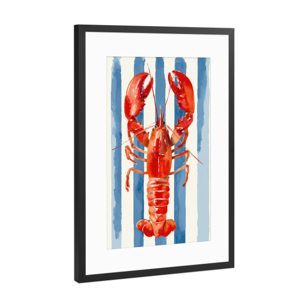 Poster mit Rahmen Schwarz (Metallic) "Hummer – Maritimes Aquarell" artboxONE - Natur,Tiere
