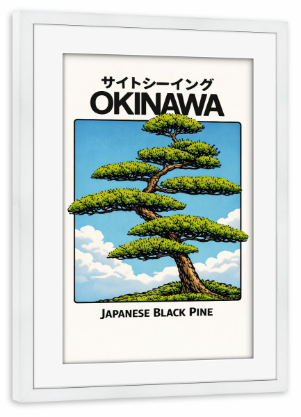 Poster mit Rahmen weiß "Okinawa Schwarzkiefer | Japan" artboxONE - Reise / Asien,Städte / Tokio
