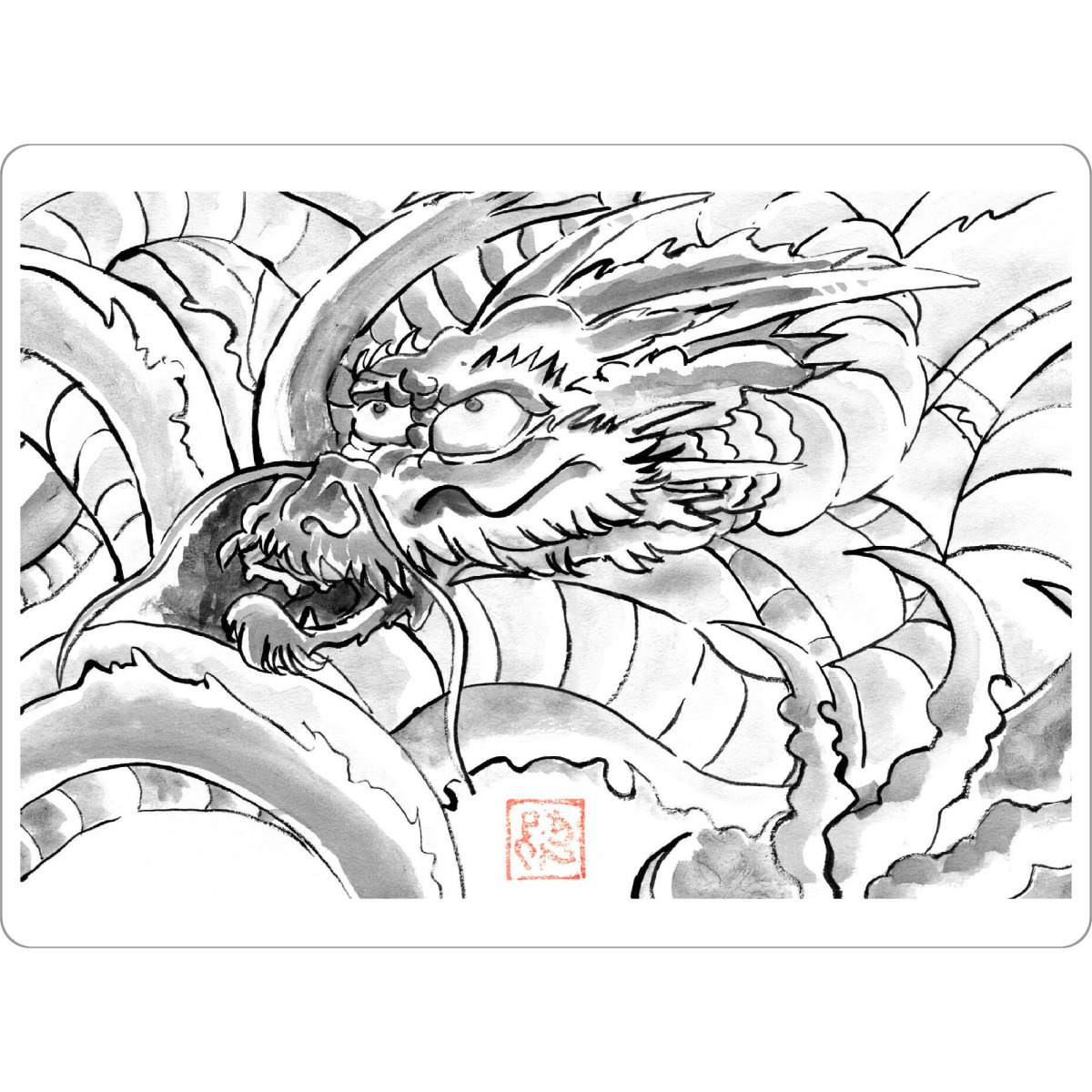 Tischset "Voller Drache" artboxONE - Tiere,Schwarzweiß - Drache,Sumie,Japan - Bild drache