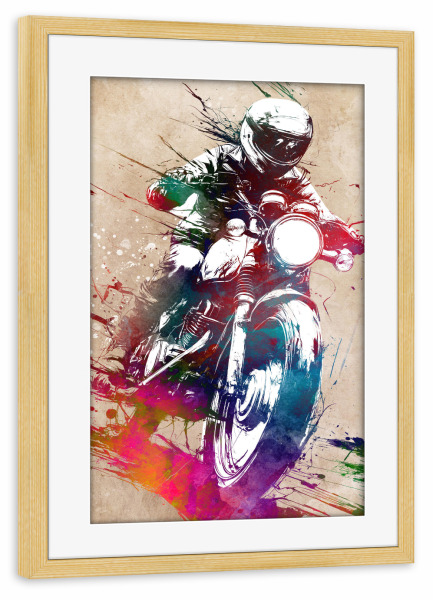 Poster mit Rahmen kiefer "Motorradrennsport Kunst H" artboxONE - Sport / Motorsport,Sport - Motorsport,Motor,Motorrad,Rennsport,Sport