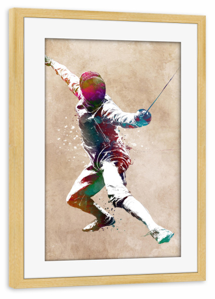 Poster mit Rahmen kiefer "Fechtsportkunst I" artboxONE - Sport,Sport / Sommerspiele - Fechten,Fechter,Spiel,Sport