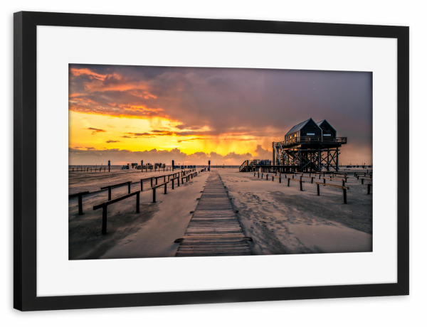 Poster mit Rahmen schwarz "Sonnenuntergang Nordseeküste" artboxONE - Natur,Reise,Architektur,Reise / Länder