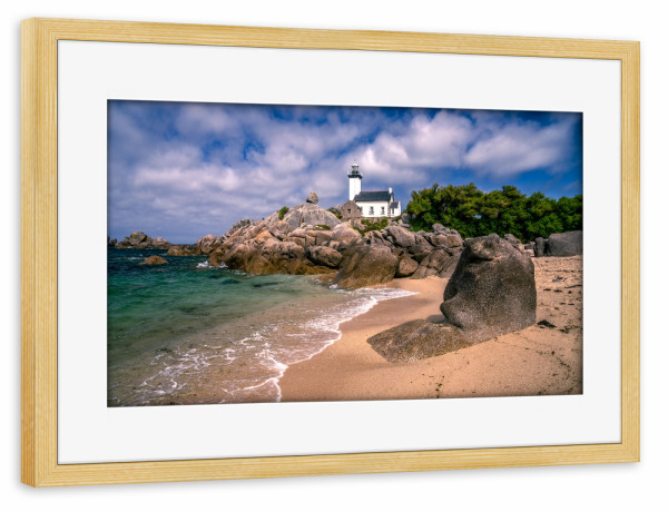 Poster mit Rahmen kiefer "Pontusval Leuchtturm Bretagne" artboxONE - Natur,Reise,Architektur,Reise / Länder