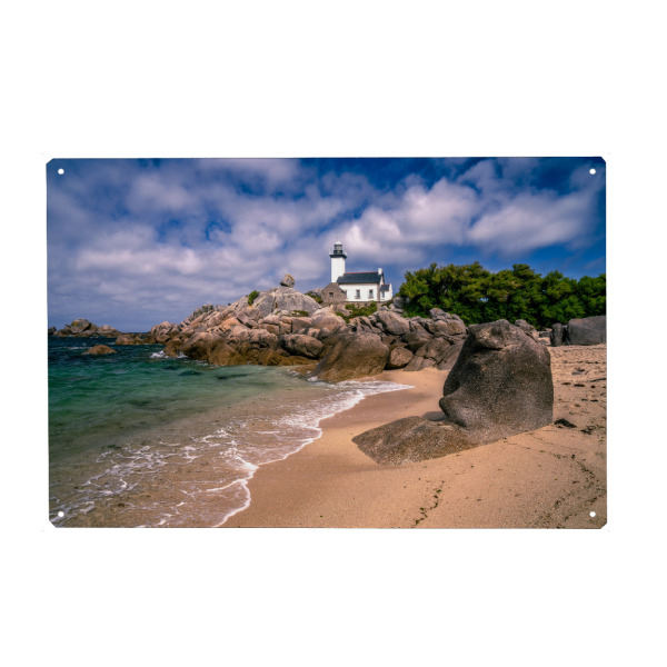 Holzbild "Pontusval Leuchtturm Bretagne" artboxONE - Natur,Reise,Architektur,Reise / Länder