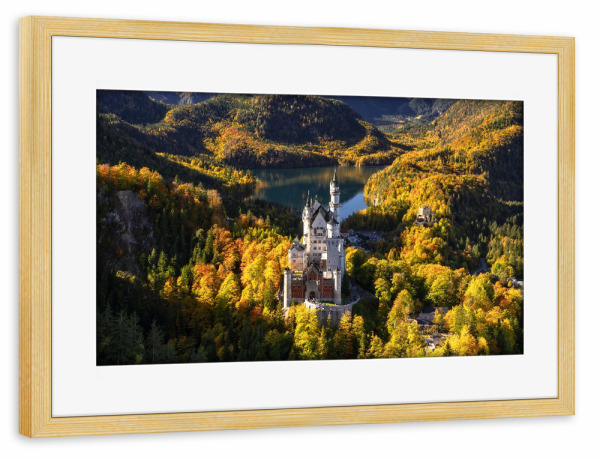 Poster mit Rahmen kiefer "Welterbe Schloss Neuschwanstein" artboxONE - Natur,Reise,Architektur,Reise / Länder