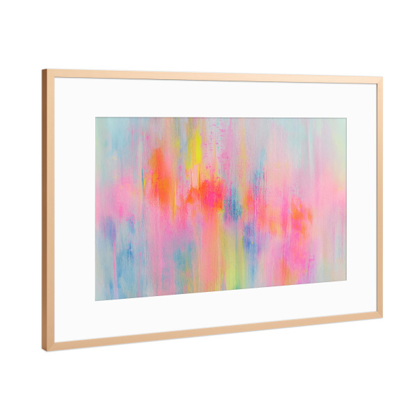 Poster mit Rahmen Kupfer "Regenbogen Neon Pop" artboxONE - Abstrakt,Streetart