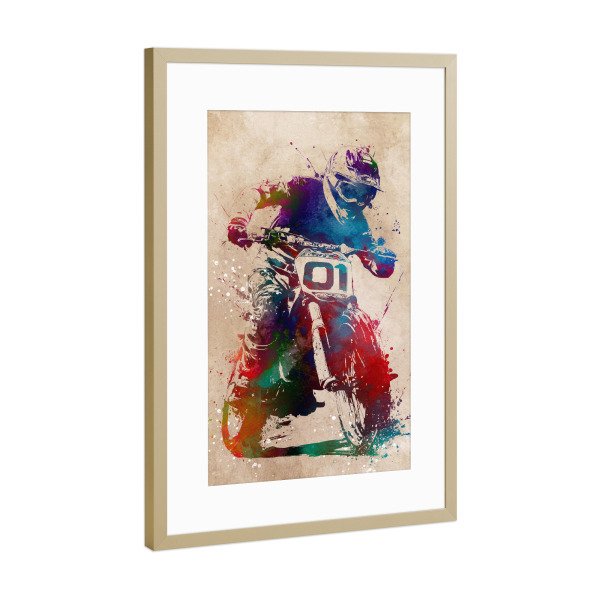 Poster mit Rahmen Gold "Motorsport Kunst M" artboxONE - Sport / Motorsport,Sport - Motor,Motorsport,Motorrad,Sport,Rennen