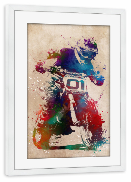 Poster mit Rahmen weiß "Motorsport Kunst M" artboxONE - Sport / Motorsport,Sport - Motor,Motorsport,Motorrad,Sport,Rennen