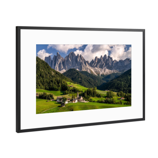 Poster mit Rahmen Schwarz (Metallic) "Sommer in den Dolomiten" artboxONE - Natur,Reise,Reise / Länder