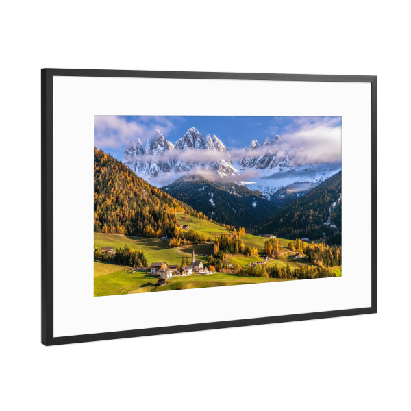 Poster mit Rahmen Schwarz (Metallic) "Herbst trifft Winter" artboxONE - Natur,Reise,Reise / Länder