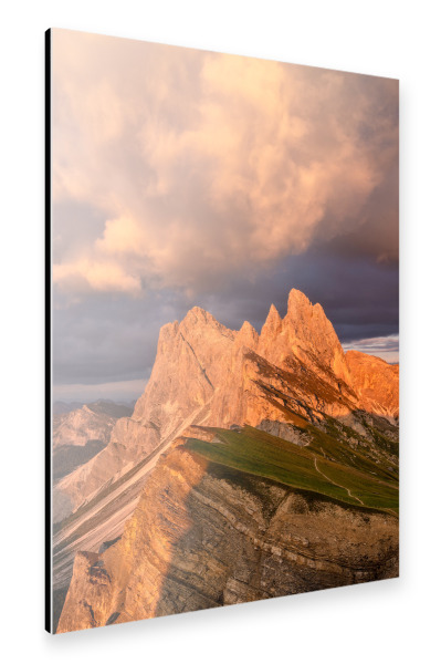 Alu-Dibond "Seceda Sonnenuntergang" 75x50 cm artboxONE