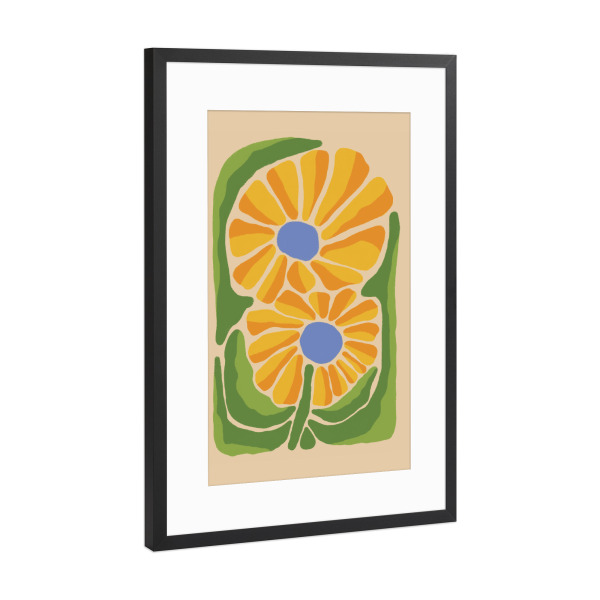 Poster mit Rahmen Schwarz (Metallic) "Lebendiges Blumenmuster" artboxONE - Floral,Abstrakt - Floral,Abstrakt,Bunt,Natur,Frühling,Lebendig,Dekoration