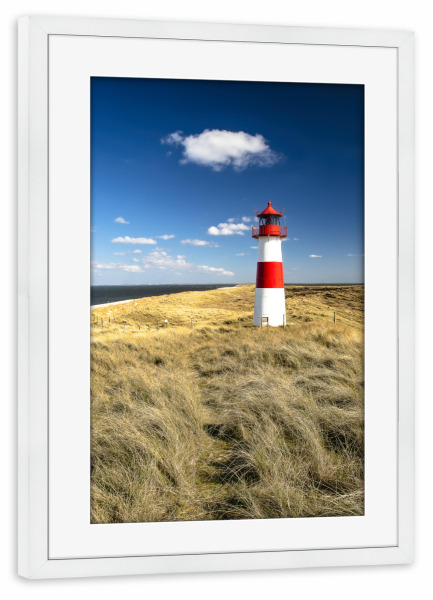 Poster mit Rahmen weiß "Leuchtturm Sylt" artboxONE - Natur,Reise,Architektur