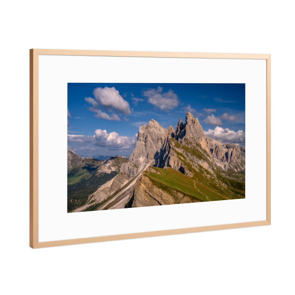 Poster mit Rahmen Kupfer "Seceda und Geislergruppe" artboxONE - Natur,Reise,Reise / Länder