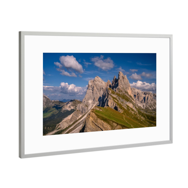 Poster mit Rahmen Silber "Seceda und Geislergruppe" artboxONE - Natur,Reise,Reise / Länder