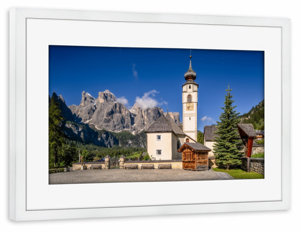 Poster mit Rahmen weiß "Sellastock Dolomiten" artboxONE - Natur,Reise,Architektur,Buchstaben / D