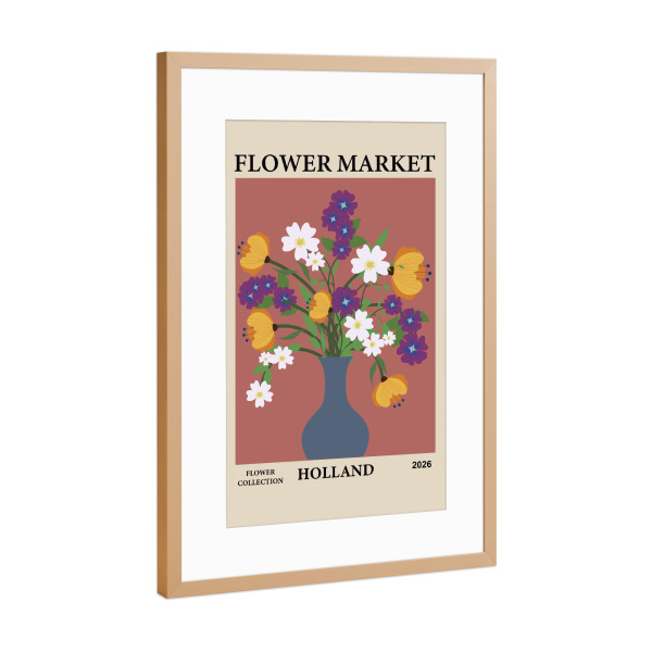 Poster mit Rahmen Kupfer "Vase mit lebendigen Blumen" artboxONE - Floral,Abstrakt