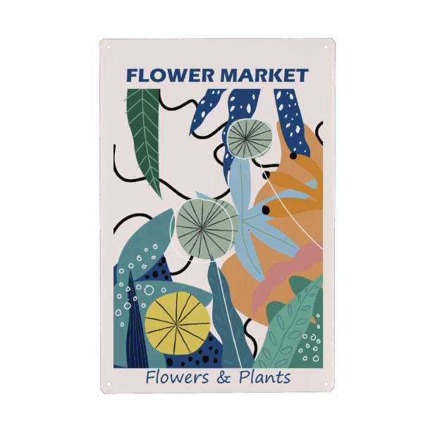 Holzbild "Buntes Blätter- und Blumendesign" artboxONE - Floral,Abstrakt - Blätter,Blumen,Abstrakt,Design,Bunt,Markt,Pflanzen,Hell,Modern