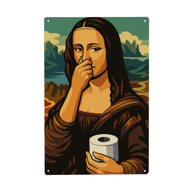 Holzbild "The Stinky Lisa Funny Bathroom" artboxONE - Lustig