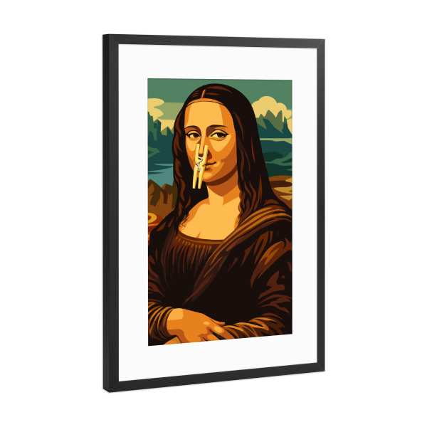 Poster mit Rahmen Schwarz (Metallic) "Sarcastic Mona Lisa Pop Art" artboxONE - Lustig