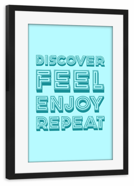 Poster mit Rahmen schwarz "Discover Repeat" artboxONE - Typografie,Lehrersprüche,Für Mama,Für Papa,Lustig
