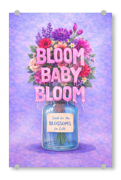 Acrylglasbild "Blossoms in Life x Blue" artboxONE - Floral,Menschen,Streetart,Lehrersprüche