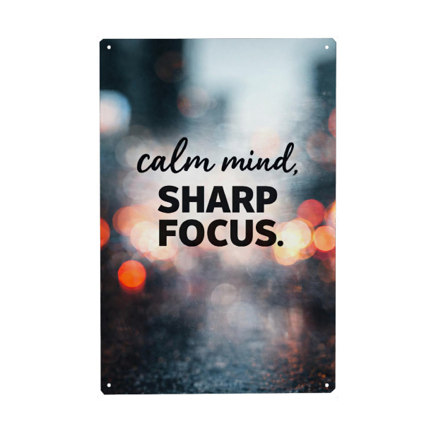 Holzbild "Calm Mind – Sharp Focus" artboxONE - Typografie,Abstrakt,Menschen,Lehrersprüche