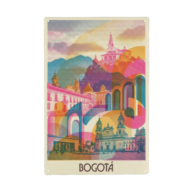 Holzbild "Bogotá Vintage Art Deco" artboxONE - Städte / Weitere,Kartografie