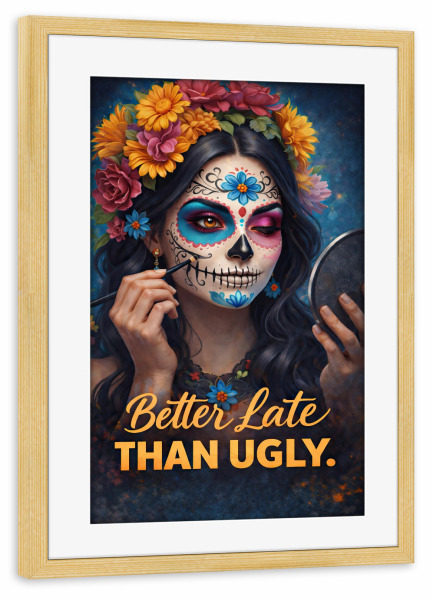 Poster mit Rahmen kiefer "Fashion Has No Clock" artboxONE - Floral,Menschen,Fashion,Lehrersprüche,Für Mama
