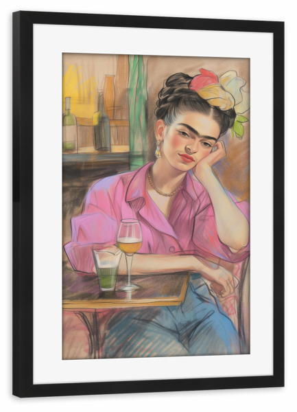 Poster mit Rahmen schwarz "Frida kreative Pause" artboxONE - Essen & Trinken,Menschen,Fashion