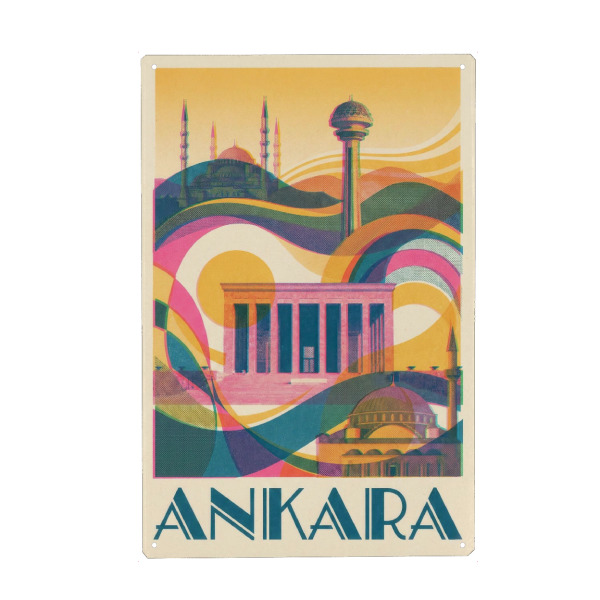 Holzbild "Ankara Vintage Art Deco" artboxONE - Städte / Weitere,Kartografie