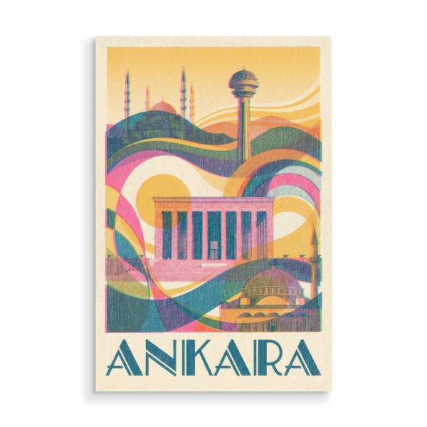 Holzbild "Ankara Vintage Art Deco" artboxONE - Städte / Weitere,Kartografie