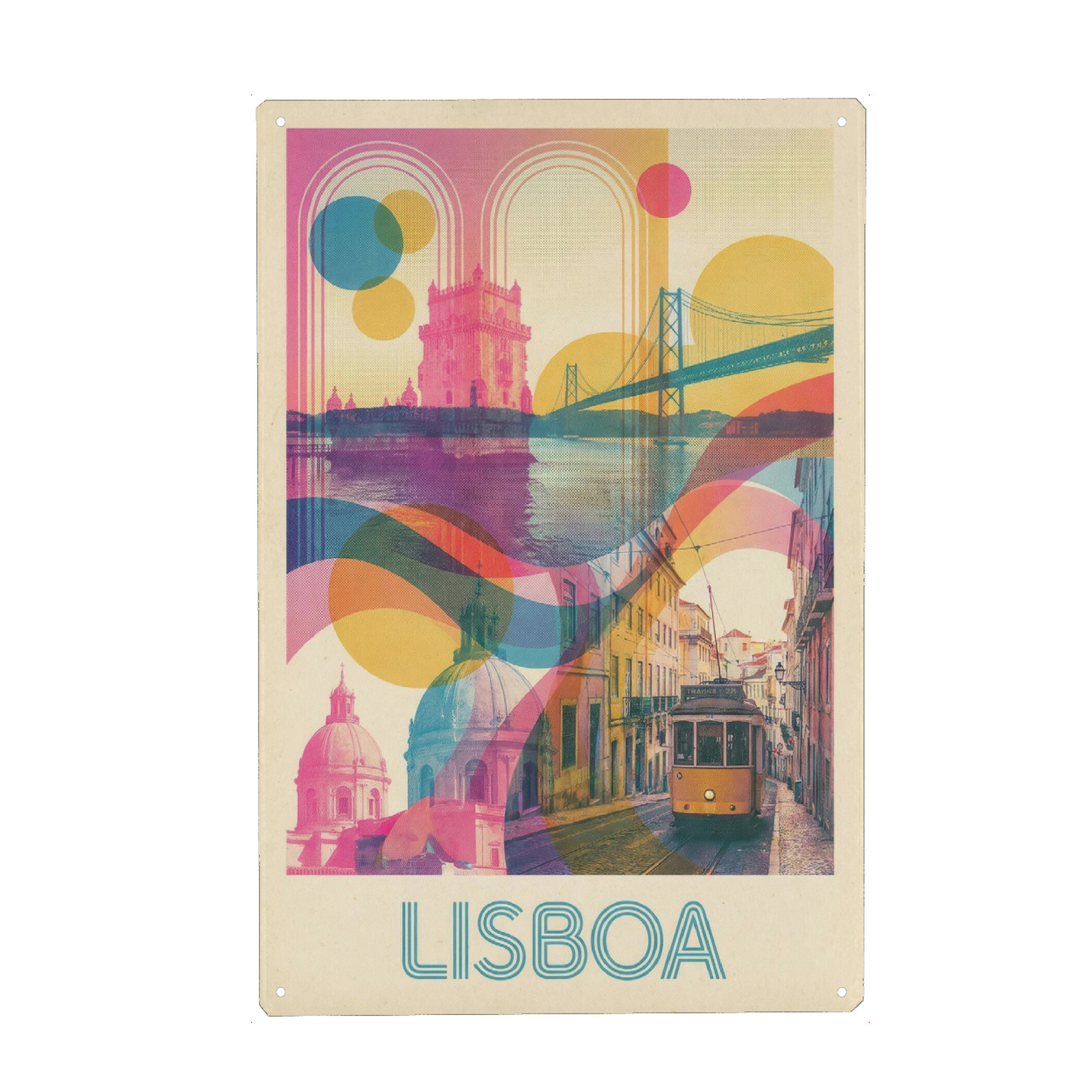 Metall Poster "Lissabon Vintage Art Deco" artboxONE - Städte / Weitere