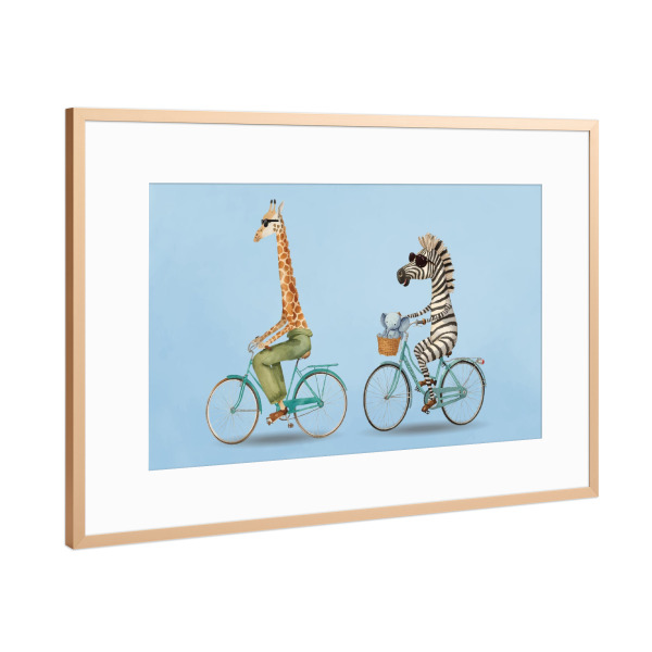 Poster mit Rahmen Kupfer "Wild Wheels & Whimsy" artboxONE - Für Kinder,Tiere,Fiktion