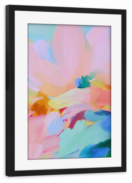 Poster mit Rahmen schwarz "Blühende Farbklänge" artboxONE - Natur,Floral,Abstrakt