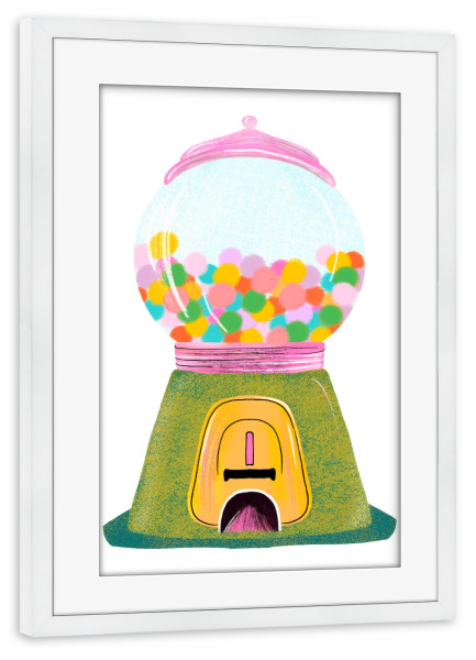 Poster mit Rahmen weiß "Baroo Bloom - Bubblegum grün" artboxONE - Für Kinder,Essen & Trinken,Comic