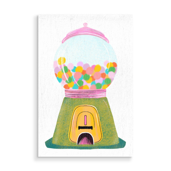 Holzbild "Baroo Bloom - Bubblegum grün" artboxONE - Für Kinder,Essen & Trinken,Comic