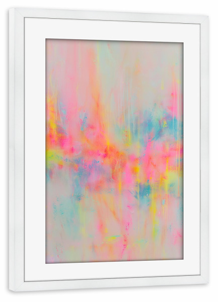 Poster mit Rahmen weiß "Solarpuls neon Pop" artboxONE - Abstrakt,Geometrie,Streetart
