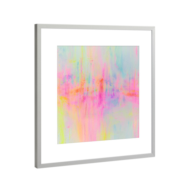 Poster mit Rahmen Silber "Pulsierende Neon Grenze" artboxONE - Abstrakt,Geometrie,Streetart