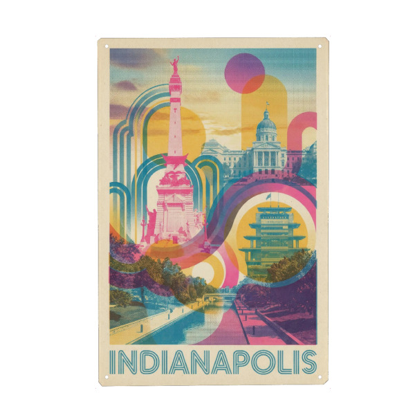 Holzbild "Indianapolis Vintage Art Deco" artboxONE - Städte / Weitere
