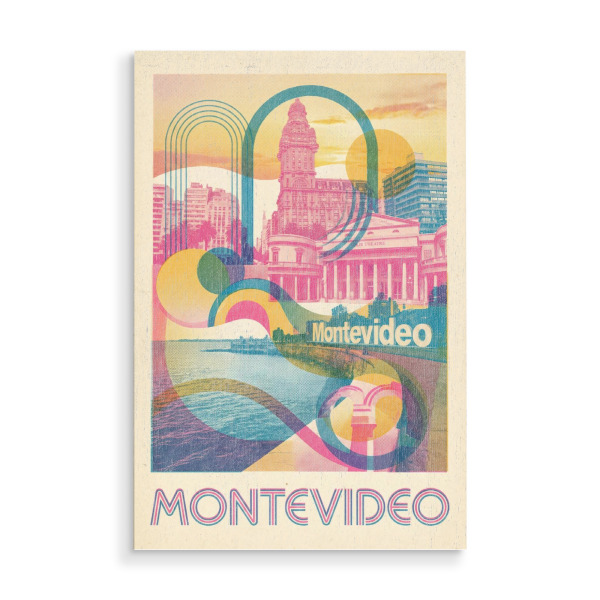 Holzbild "Montevideo Vintage Art Deco" artboxONE - Städte / Weitere