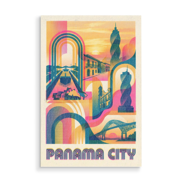 Holzbild "Panama City Vintage Art Deco" artboxONE - Städte / Weitere